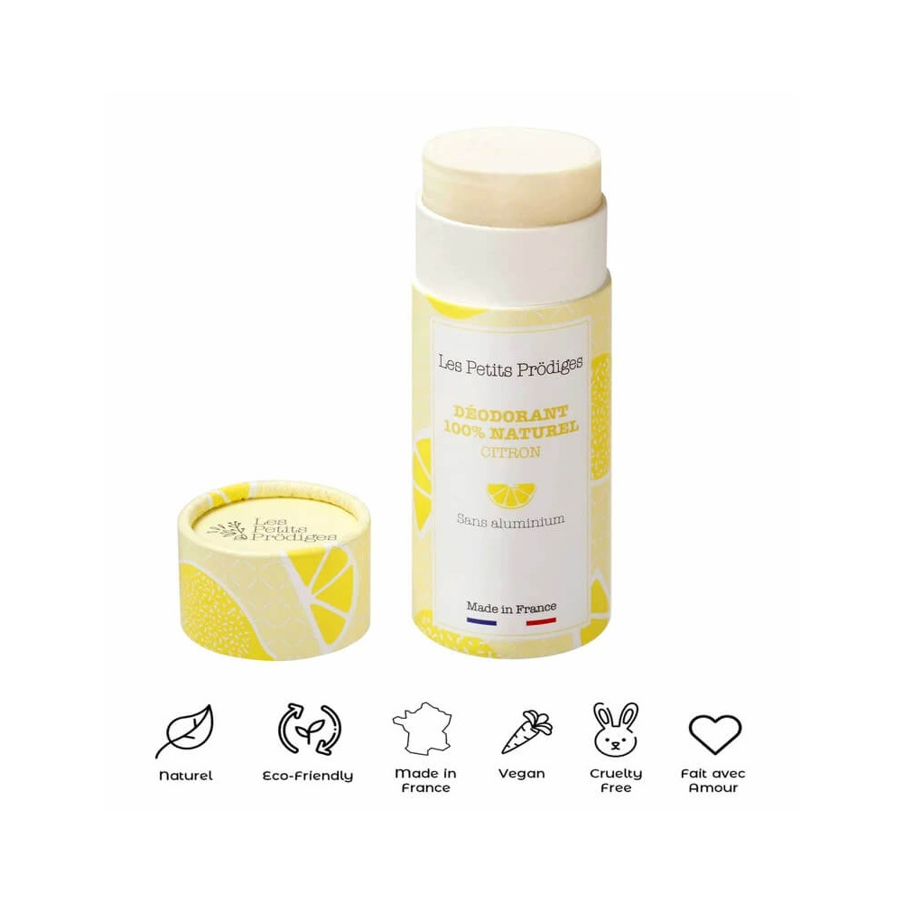 Déodorant citron 100 naturel tube biodégradable fabriqué en France