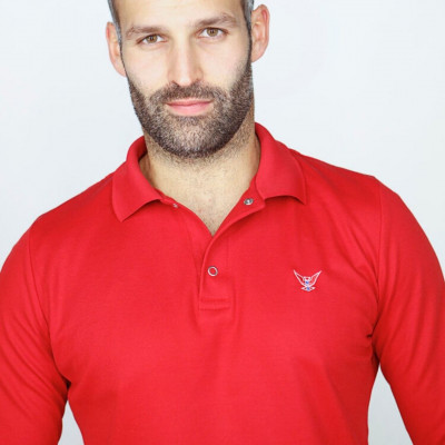 Polo ROUGE homme - Manches longues