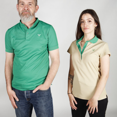 Polo VERT col Mao homme - Manches courtes