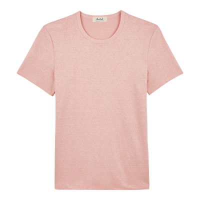 T-shirt col rond homme lin - Rose