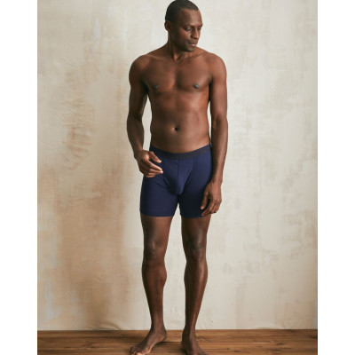 Boxer long en coton bio - Marine
