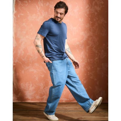 T-shirt col V homme lin - Marine