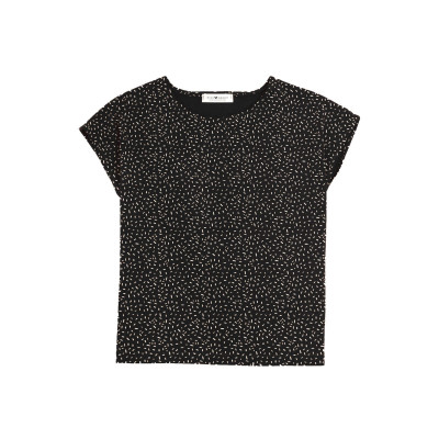 Top en coton bio noir à motif Confetti Aurore
