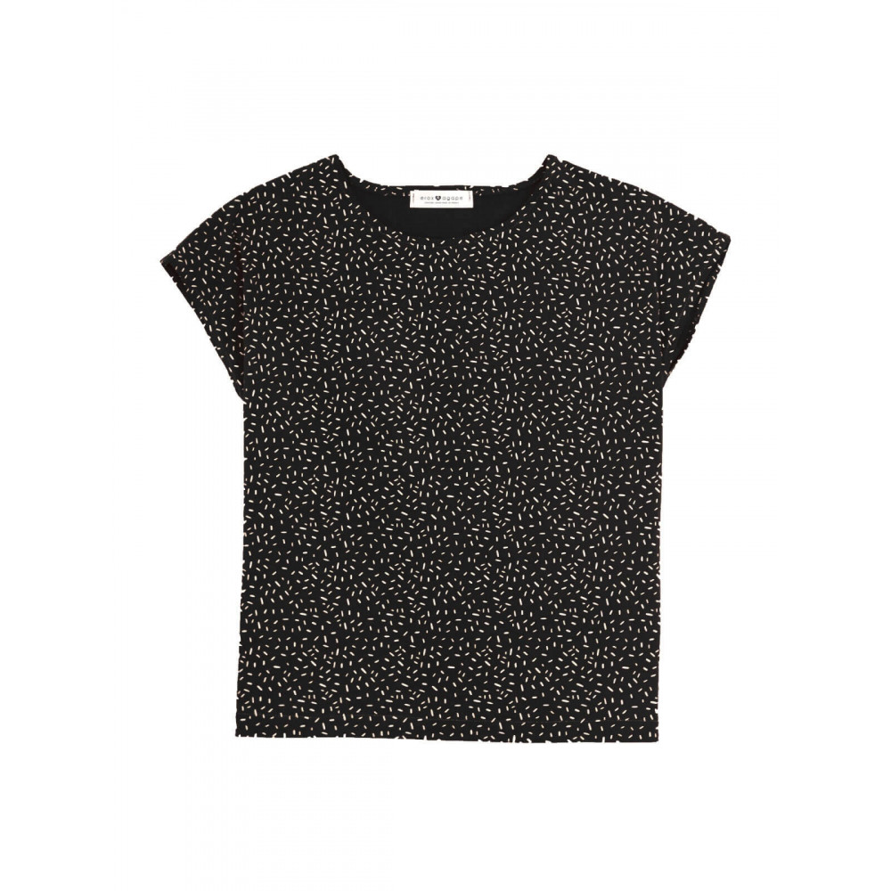 Top en coton bio noir à motif Confetti Aurore