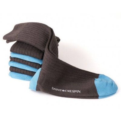 Chaussette en laine marron et bleue