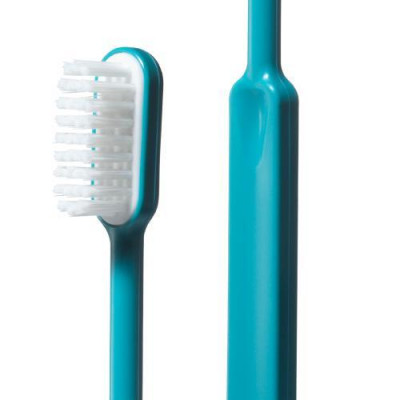 BROSSE À DENTS CALIQUO EN BIOPLASTIQUE - TURQUOISE - TÊTE RECHARGEABLE - POILS SOUPLES