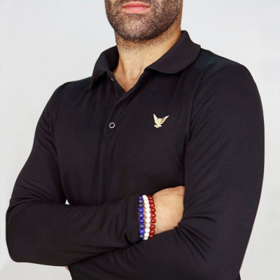 Polo NOIR homme fondateur - Manches longues