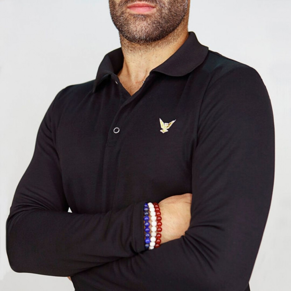 Polo NOIR homme fondateur - Manches longues