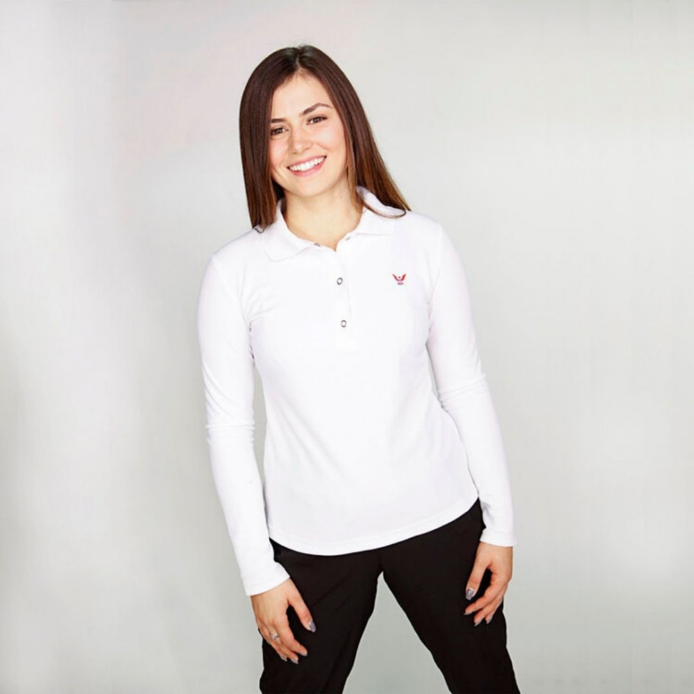 Polo BLANC femme - Manches longues