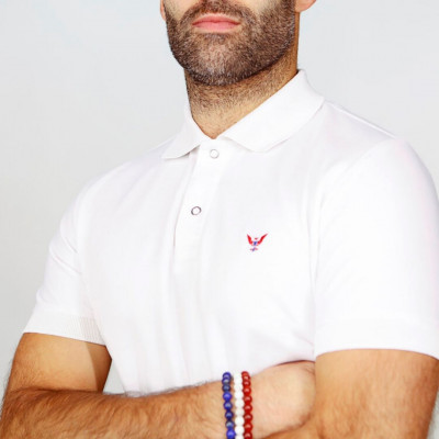 Polo BLANC homme - Manches longues