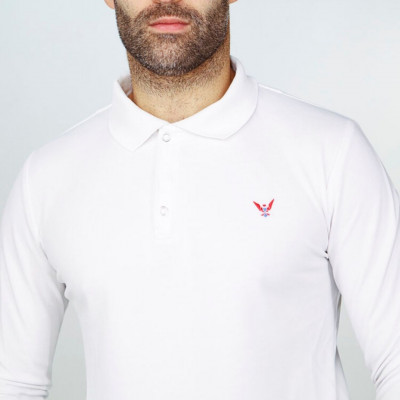 Polo BLANC homme - Manches longues