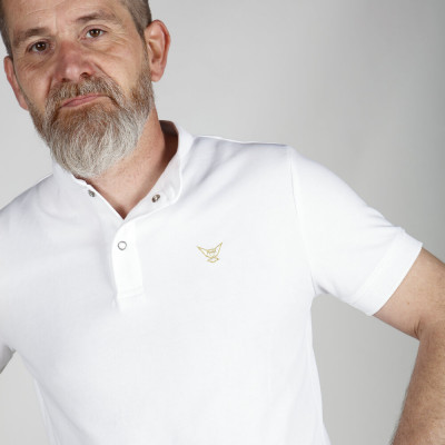 Polo BLANC ET OR édition limitée col Mao homme - Manches courtes