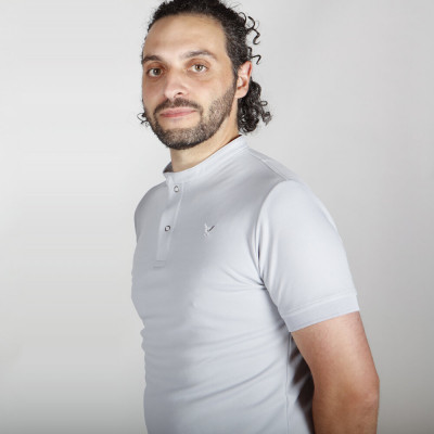 Polo GRIS col Mao homme - Manches courtes