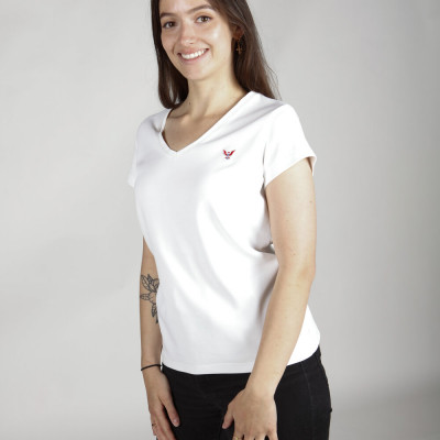 T-shirt BLANC FENYX col en V femme