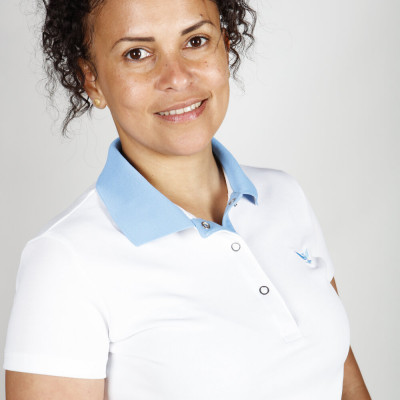 Polo BLEU CIEL ET BLANC femme - Manches courtes