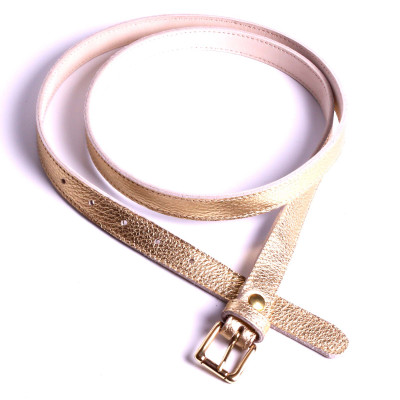 Ceinture de marque en cuir Ceinture femme pour cérémonie Ceinture de soirée smoking Ceinture de fêtes en cuir doré  