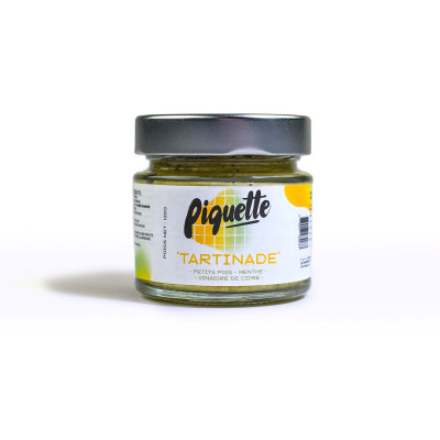 Tartinade petits pois, menthe, vinaigre de cidre